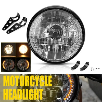 Faro LED giratorio de motocicleta de 7 pulgadas con carcasa de cubo de luz negra para Honda BMW Foto 1 de 4