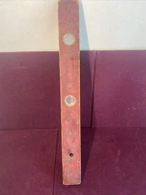 Vintage Carpenter Level Port Austin Tool Double Bubble 24" Wood Red Paint - Image 1 of 4