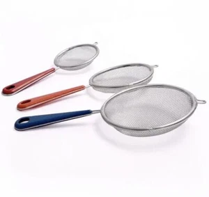 TEA STRAINER WIRE MESH CLASSIC TRADITIONAL FILTER SIEVE STEEL SET 3PCS - Picture 1 of 10