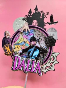 Personalized Wednesday Addams Theme Cake Topper/ Jenna Ortega. Any Name Any Age - Picture 1 of 1