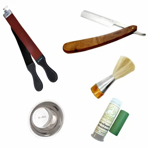 Weihnachtsgeschenk Rasierer Set Schleif Paste Solingen Goldätzung Streichriemen - Bild 1 von 7