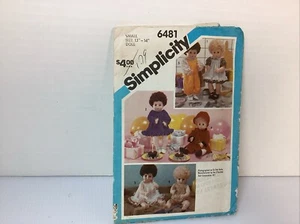 De colección Simplicity 6481 Patrón de Ropa 6481 Se Adapta a Muñecas Pequeñas, Muñecas 13”-14”, Pequeña T - Imagen 1 de 9