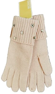Michael Kors Womens Gloves With Rhinestones Knit GLOVES NWT One Size Pink #681 * - Picture 1 of 5