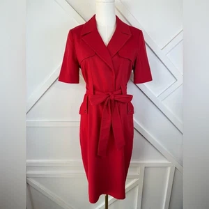 Abito Badgley Mischka rosso tubino manica corta cintura taglia 6 - Foto 1 di 11
