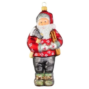 Weihnachtsmann Steckling Holz Holzschneider poliert Glas Christbaumschmuck Polen - Bild 1 von 2