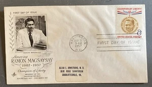 1957 First Day Cover Ramon Magsaysay - Champion of Liberty Philippine President - Picture 1 of 2