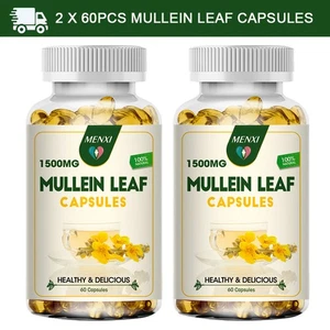 Mullein Leaf 2 x 60 Capsules Support Respiratory,Lung Cleaning & Detoxification - Picture 1 of 13