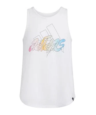 Adidas Girls' Curved Hem Tank Top - White - XL - Image 1 of 2