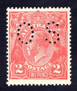 RARE AUSTRALIA MUH KGV 2d ROSE-RED OS STAMP WITH LISTED FLAW ACSC 8AR23-CV $800 - Picture 1 of 3