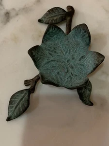 Vintage San Pacific International 6” Verdigris Bronze Leaf Decor Ring Holder - Picture 1 of 5