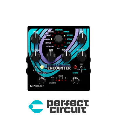 Retraso de encuentro de audio fuente + efectos de pedal de reverberación - usado - circuito perfecto Foto 1 de 4