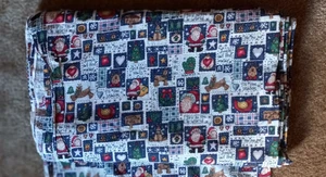 Vintage Holiday CHRISTMAS PATCHWORK  Santa Reindeers Fabric - app 8  yds x 42" - Picture 1 of 3