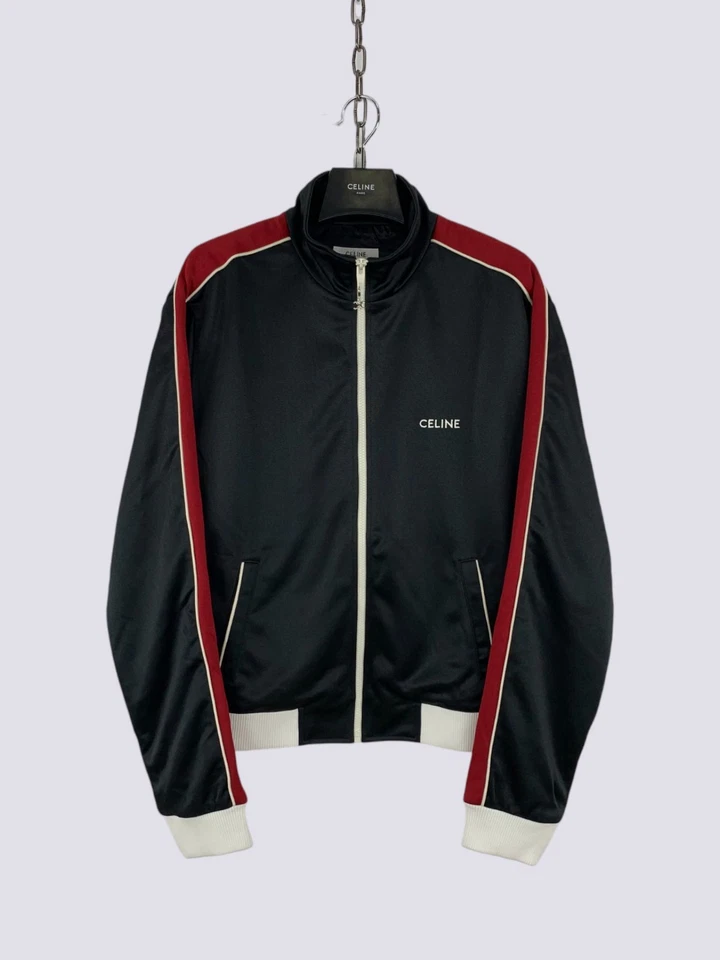 Chaqueta Chándal Jersey Rayas Rojas Cinta Logotipo Bordado Celine Negra Talla L Foto 1 de 4