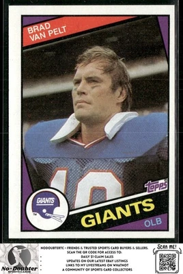 1984 Topps #323b Brad Van Pelt New York Giants 84TF - Image 1 of 2