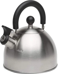 Primula Stewart Whistling Stovetop Tea 1.5 Quarts, Brushed with Black Handle  - Picture 1 of 10