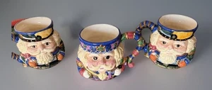 Juego de 3 tazas de Navidad Houston Harvest Santa Cascanueces pintadas a mano vacaciones - Imagen 1 de 9