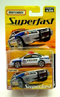 MatchBox SUPERFAST CHEVY IMPALA POLICE #35 White Limited Edition 1 of 15,500 - Image 1 of 3