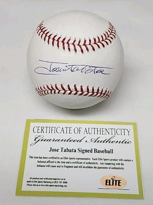 José Tabata Firmado Auto Rawlings Oficial Grandes Ligas Béisbol Certificado de autenticidad de élite Foto 1 de 3