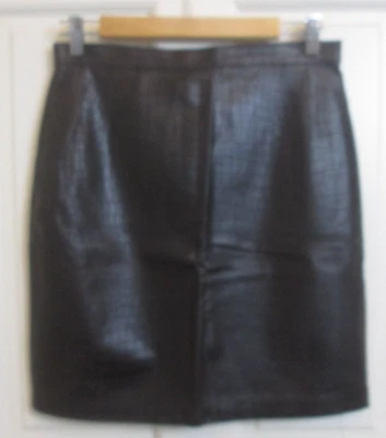 Sibylle Lyn Brown Faux Leather Skirt Womens Size 8 29x19 Lined 118-34957 - Image 1 of 4