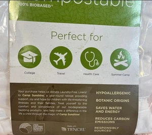 Beantown Bedding Biodegradable Bedding Laundry-Free Linens XL Twin Set - Picture 1 of 8