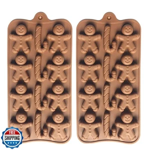 2 Stück Weihnachten Silikon Formen zum Backen Gelee Seife, Zuckerstange, Lebkuchen  - Bild 1 von 4