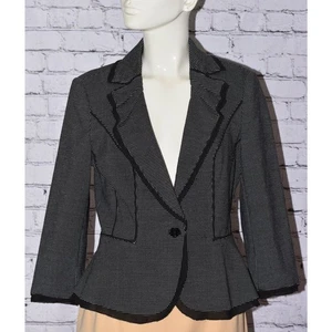 White House Black Market Black & White One-Button Blazer Jacket Size 8 NEW!!! - Picture 1 of 7