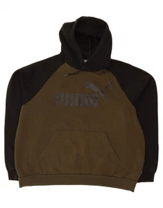 PUMA Mens Graphic Hoodie Jumper 2XL Khaki Colourblock Cotton AL15 - Picture 1 of 3