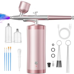 Airbrush Kit mit Kompressor 48 PSI Wiederaufladbare Hochdruck Luftbürste Set C... - Bild 1 von 7