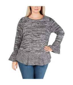 Style & Co. Womens Marl Ruffle Knit Sweater, Grey, Plus Size, 0X - Picture 1 of 1