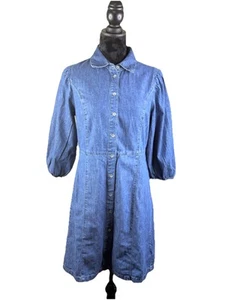 NWT Gap Organic Cotton Puff Sleeve Denim Mini Dress Size Small - Picture 1 of 9