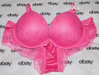 NUEVO Victoria's Secret Sujetador Push-Up Muy Sexy Rosa Encaje 36C y Conjunto Descarado Grande VS Foto 1 de 4