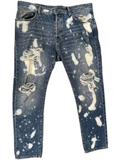 ZARA Mens Ripped Jeans Denim Blue - SIZE W42 / L31 - GENUINE !