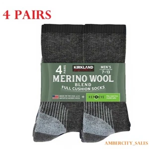 Signature Men's Merino Wool Blend Socks, 4-pairs Made in USA - Picture 1 of 5