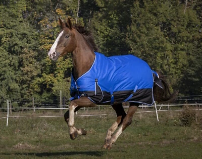 EKKIA Pferde Weidedecke Regendecke Equitheme Tyrex 1200D blau 0g