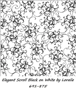 Elegant Scroll Cotton Quilt fabric BTY Loralie Lacy Scroll on White 691-875 - Picture 1 of 2