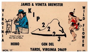 Pretty Women Hobo QSL Radio Postales Patios, Virginia HamRadio - Imagen 1 de 2
