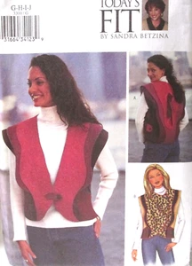 Butterick Misses Sewing Pattern Todays Fit size G H I J Vest Sandra Betzina - Picture 1 of 2