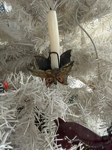 Blech Tannenbaum Schmuck Schmetterling Kerzenhalter Um 1900 - Bild 1 von 8