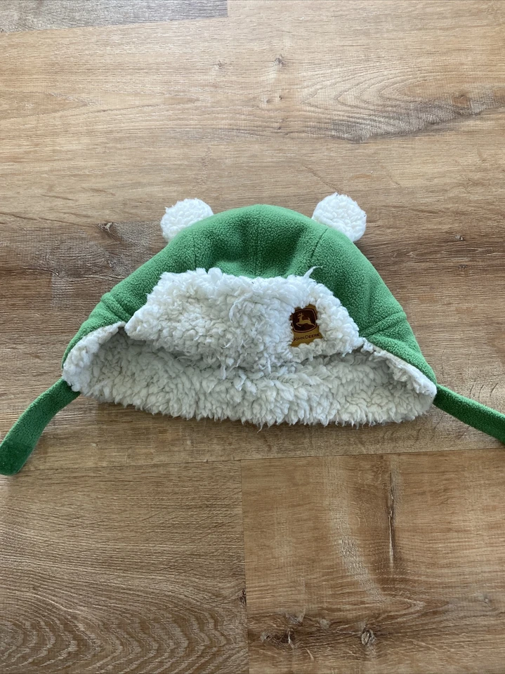 John Deere Toddler Green Sherpa Lined Trapper Hat Ear Flap Chin Strap - Image 1 of 4