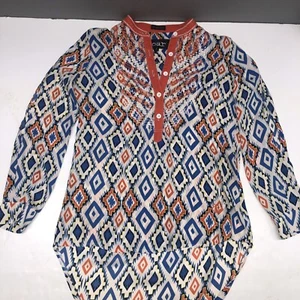 Roar Electric Aztec Tunic Top Sz S Tribal Light Lovely Embroidered CutOut Sleeve - Picture 1 of 14
