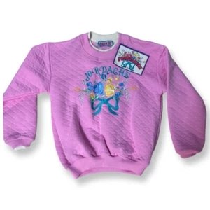 New Vintage Jordache Kids Pink Quilted Floral Crewneck Sweatshirt Size 10/12 - Picture 1 of 7