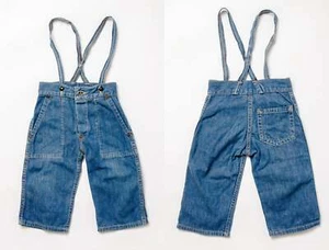 1930s Kids Indigo Denim Single Pocket Overall Jeans Toddler - Picture 1 of 5