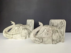 John Lewis Elephant Bookend Sculpture Stone Rustic Neutral Interior Boho - Picture 1 of 11