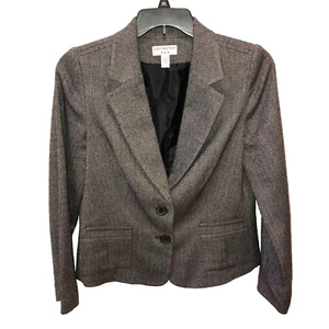 Covington Womens Medium Gray 2 Button Front Pockets Lined Tweed Blazer Jacket M - Picture 1 of 10