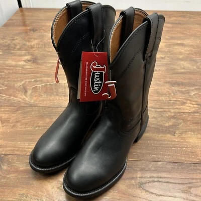 Justin SE770 Black Leather Roper Cowgirl Western Boots Women 6.5 B NWT NO BOX - Image 1 of 4