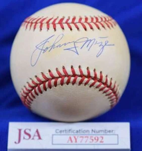 Johnny Mize JSA COA Autograph American League Signed Baseball 3 - Picture 1 of 2