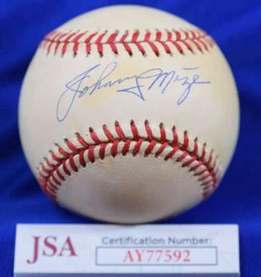 Johnny Mize JSA COA Autograph American League Signed Baseball 3 - Image 1 of 2