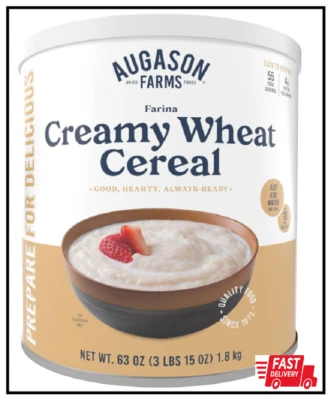 Augason Farms Creamy Wheat Cereal Can Emergency Food Supply Everyday Meals 55
