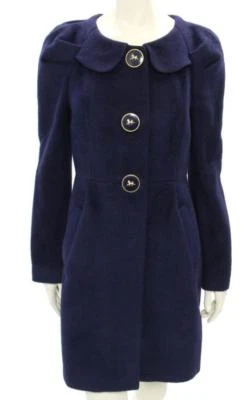 Nuevo con etiquetas Abrigo Leifsdottir Azul Marino Polar Lana Abotonada Talla 8 M Botones Caballo $578 Foto 1 de 4