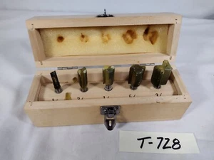 5 Piece Carbide Tip Straight Router Bits 1/4” to 3/4” 1/4” Shaft Wood Case Unuse - Picture 1 of 10